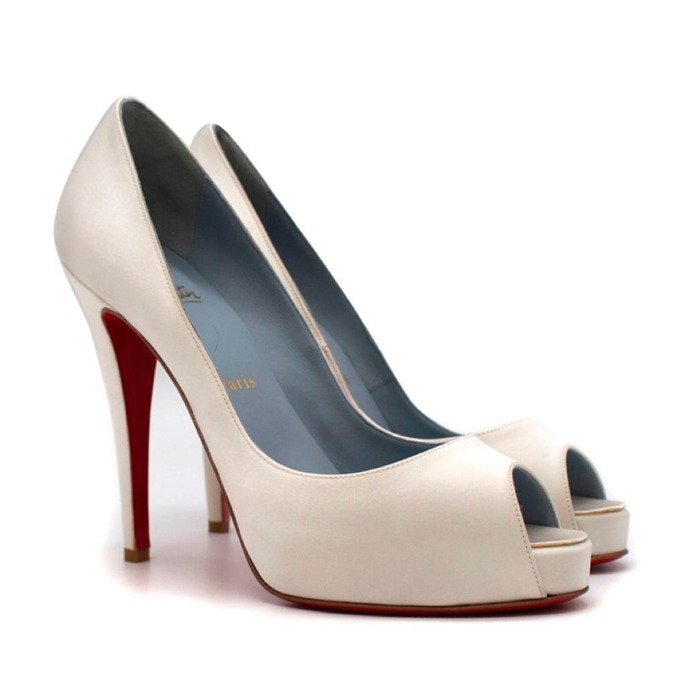 Christian Louboutin Very Prive 120mm off-wht satin